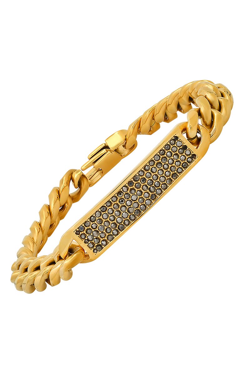 HMY JEWELRY Men's Crystal Pavé Bar Chain Bracelet, Alternate, color, Gold