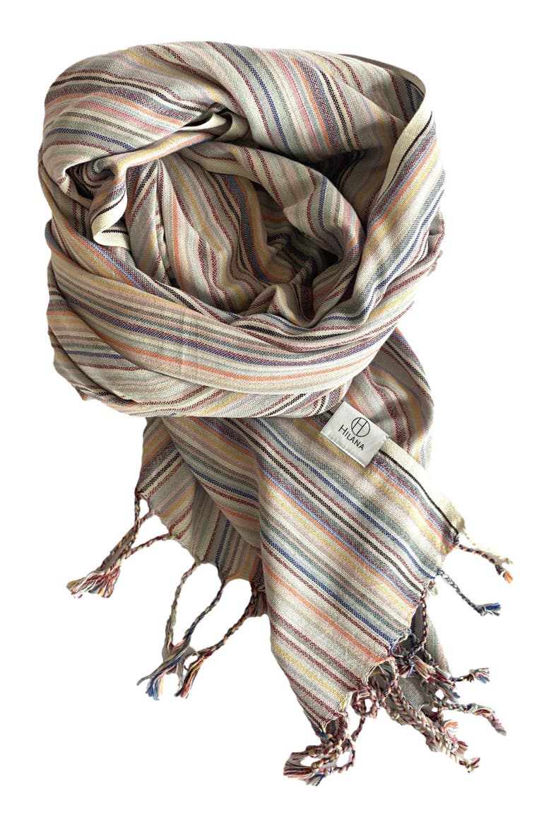 Casablanca Sustainable Striped Turkish Towel / Blanket Beige, Alternate, color, Beige