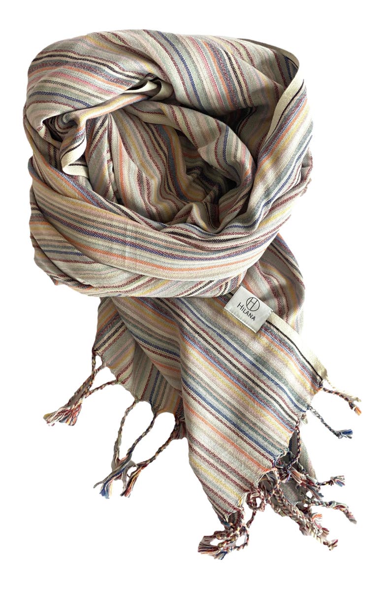 Eco Hilana Casablanca Sustainable Striped Turkish Towel / Blanket Beige, Alternate, color, Beige