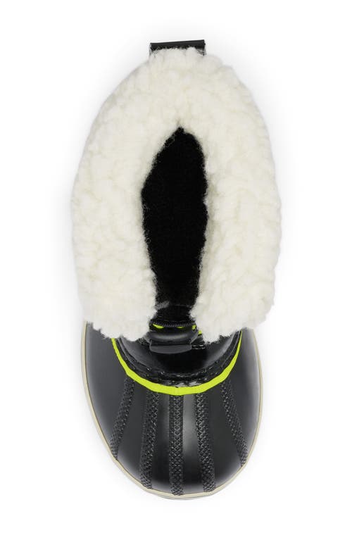Sorel Kids' Yoot Pac Waterproof Snow Boot In Black/chartreuse
