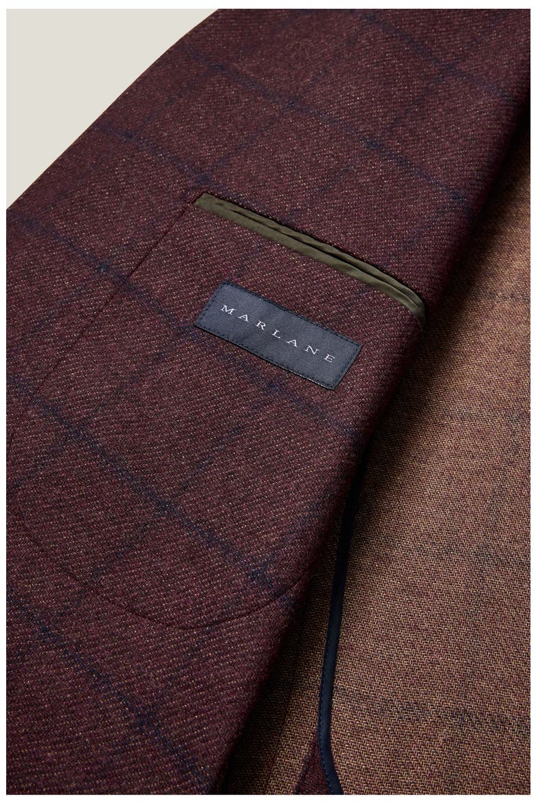 Unconstructed Italian Wool Windowpane Blazer, Alternate, color, BURGUNDY WINDOWPANE