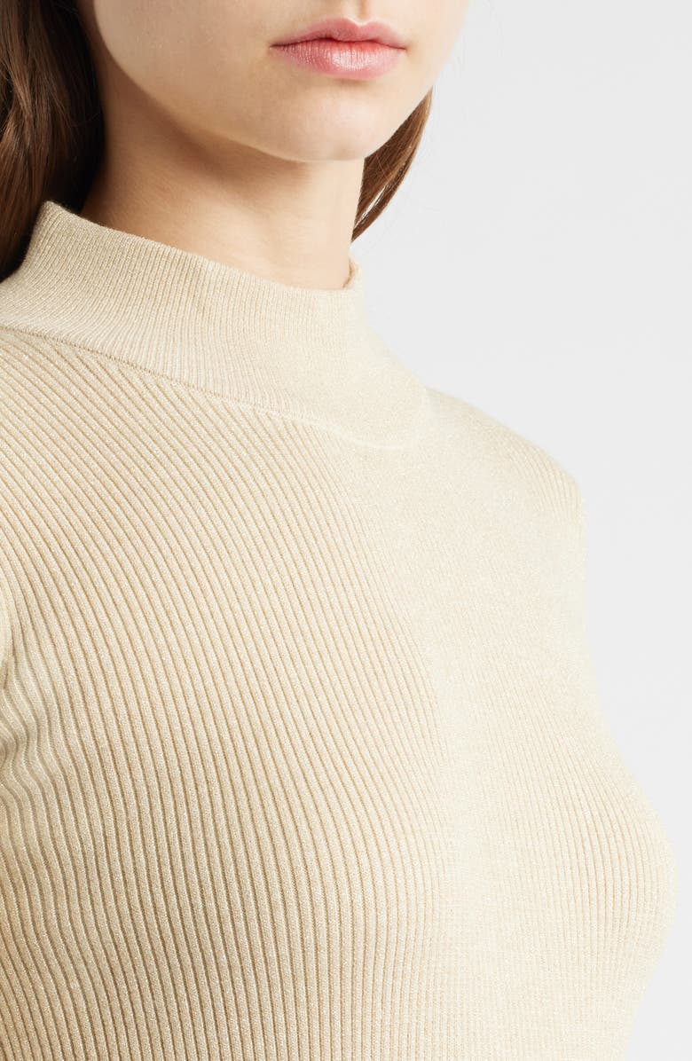 Elie Tahari The Chaya Metallic Long Sleeve Rib Maxi Dress, Alternate, color, Gold With Gold Lurex