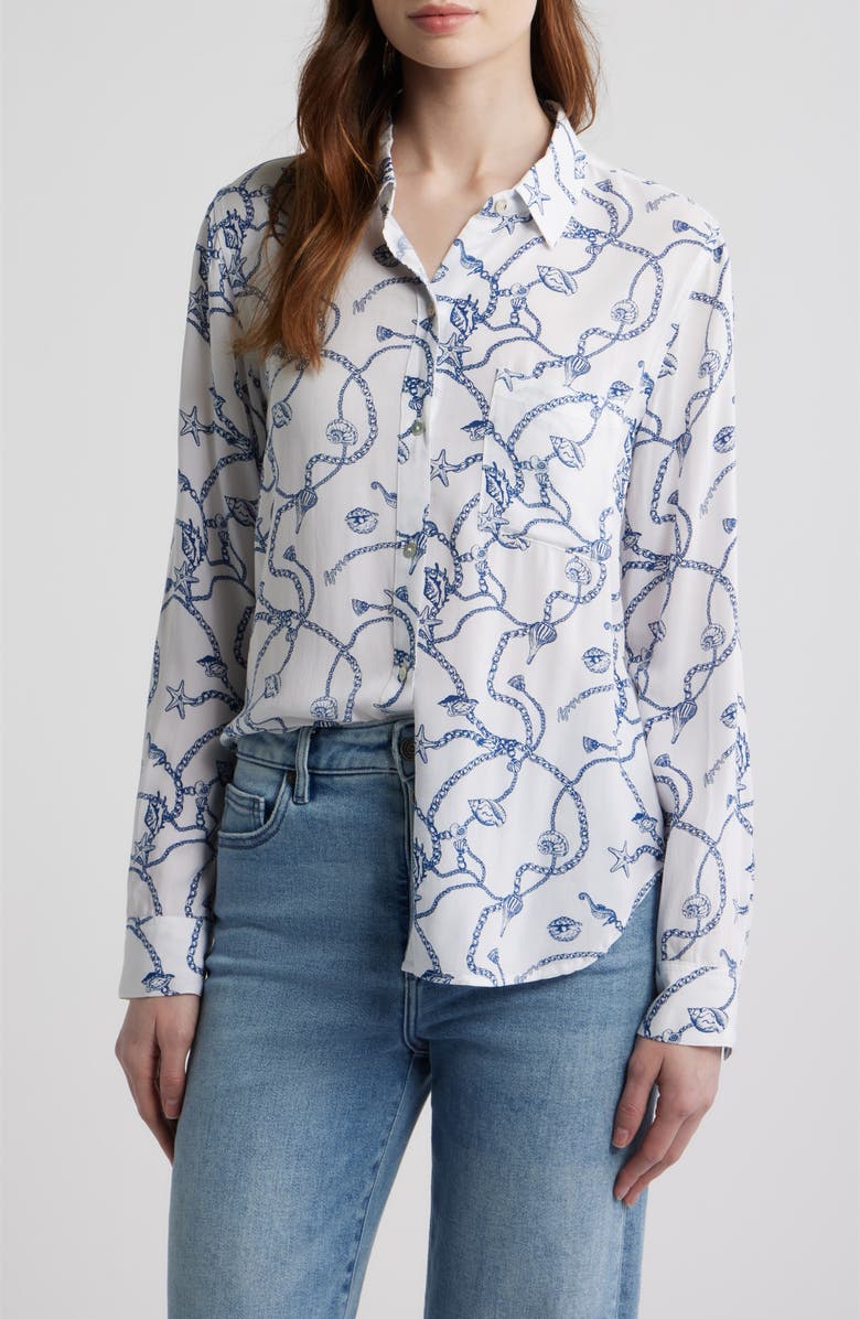 Rails Josephine Seashell Chain Print Button-Up Shirt, Main, color, Nautical Chains