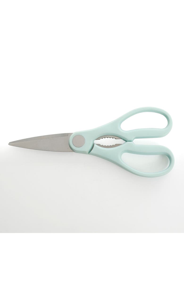 Kenmore Kane 14 Piece Stainless Steel Cutlery Set in Glacier with Rubber Wood Block, Alternate, color, Glacier Blue