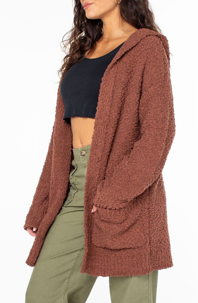 Roxy Weekend Retreat Bouclé Cardigan, Alternate, color, Russet
