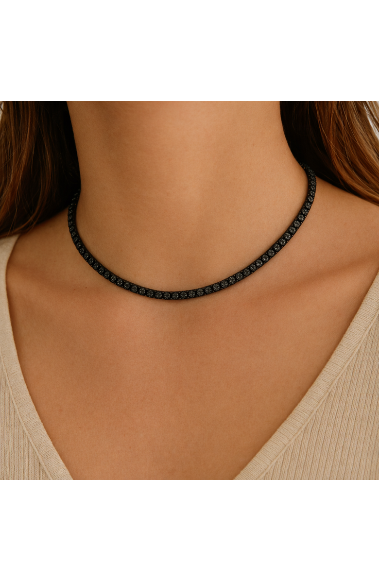 Donatello Gian Black Rhodium Plated Tennis Necklace, Alternate, color, Black