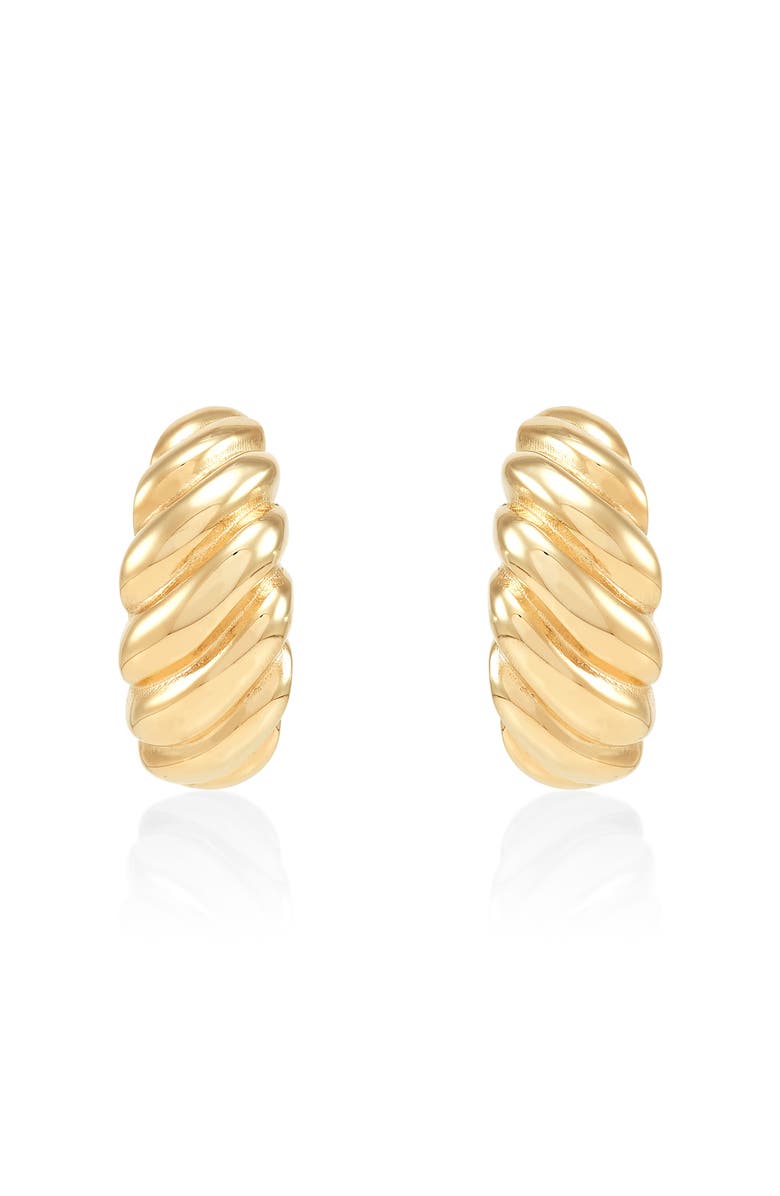 Frankie & Zoe J Hoop Earrings, Alternate, color, Yellow Gold