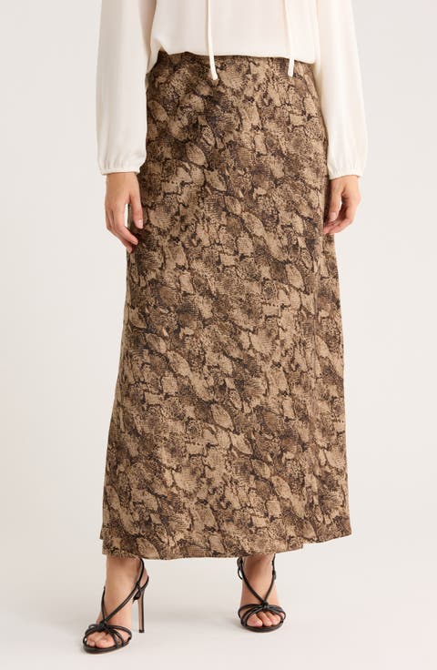 Textured Satin Bias Maxi Skirt