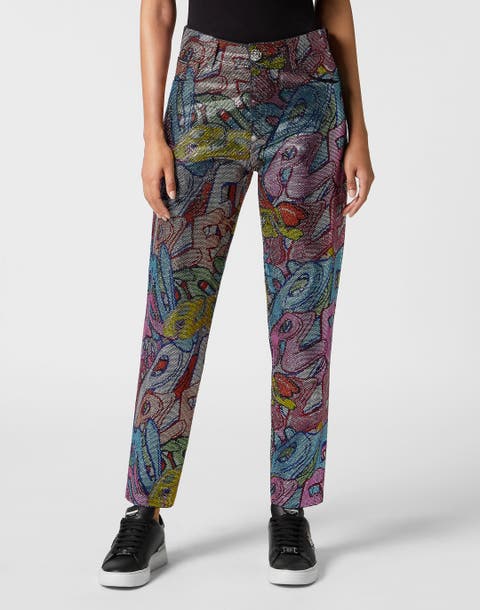 Denim Trousers Mom Fit Brooches Women