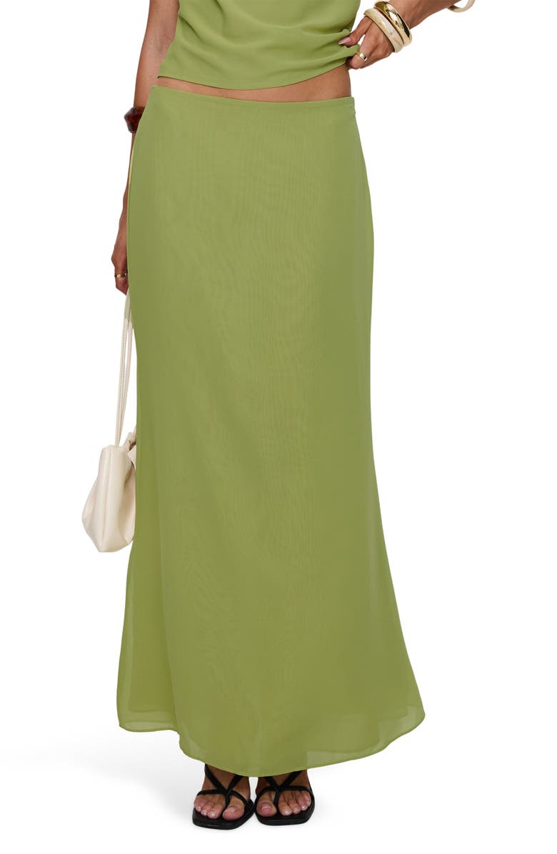 Princess Polly Eleganza Maxi Skirt, Main, color, Green