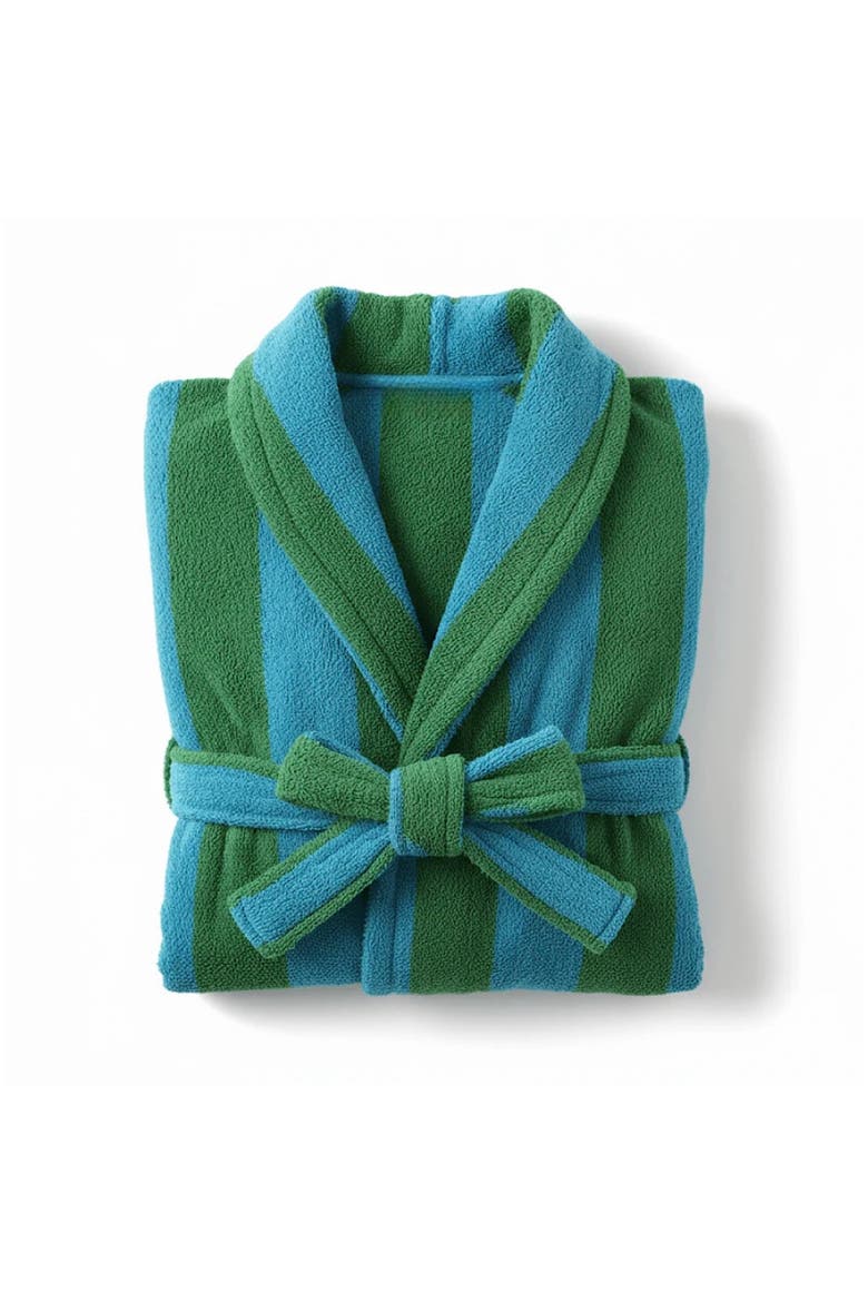 Ultra Soft Retro Whimsical Stripe Bath Robe, Main, color, Blue & Green Stripe