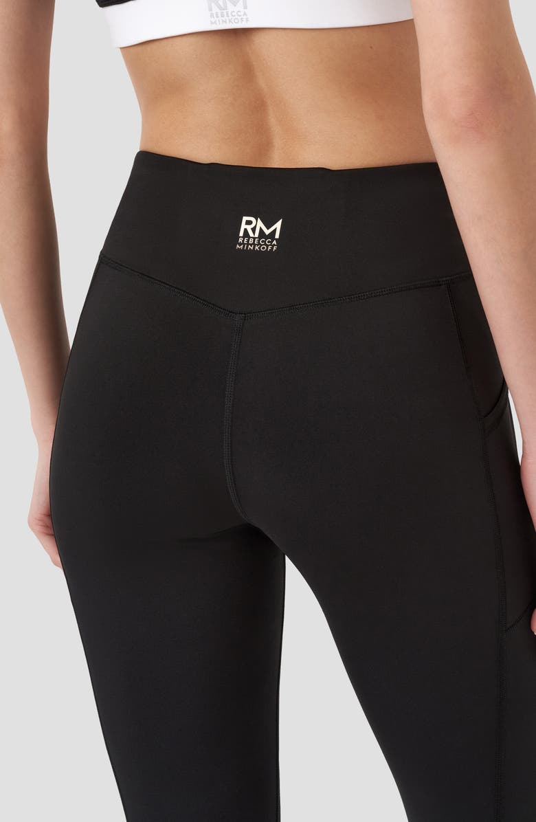 RM Rebecca Minkoff Colorblock Pocketed Mesh Panel Ankle Leggings, Alternate, color, Black/ White