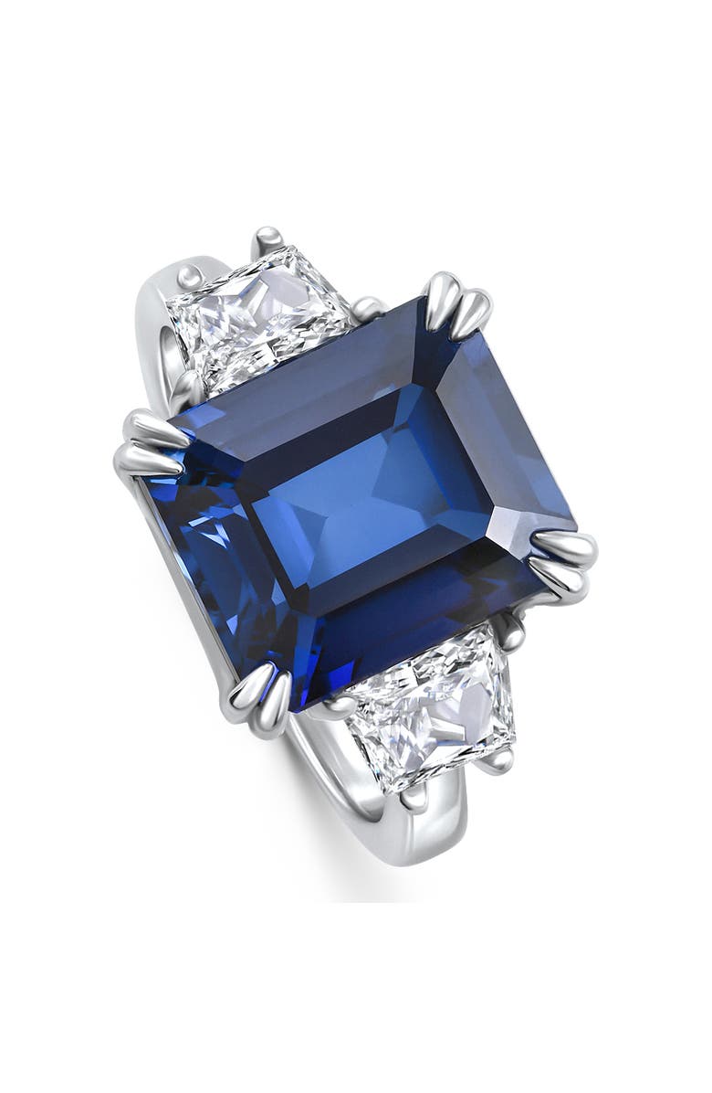 Bliss Diamond 6Ct Blue Sapphire & Diamond Anniversary Engagement Ring 14k Gold Lab Grown, Alternate, color, 14K White Gold