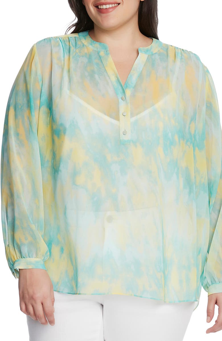 Vince Camuto Tie Dye Henley Tunic, Main, color, 