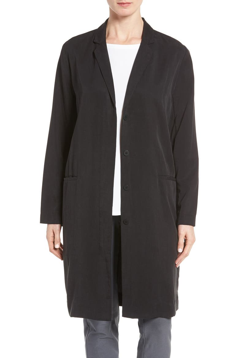 Long Tencel® Twill Jacket, Main, color, BLACK