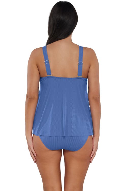Sunsets Escape Sadie Tankini Swimsuit Top In Harbor Blue Sandbar Rib