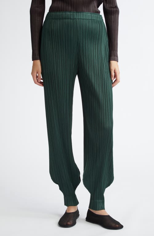 Pleats Please Issey Miyake Monthly Colors October Pleated Pants in Deep Green 