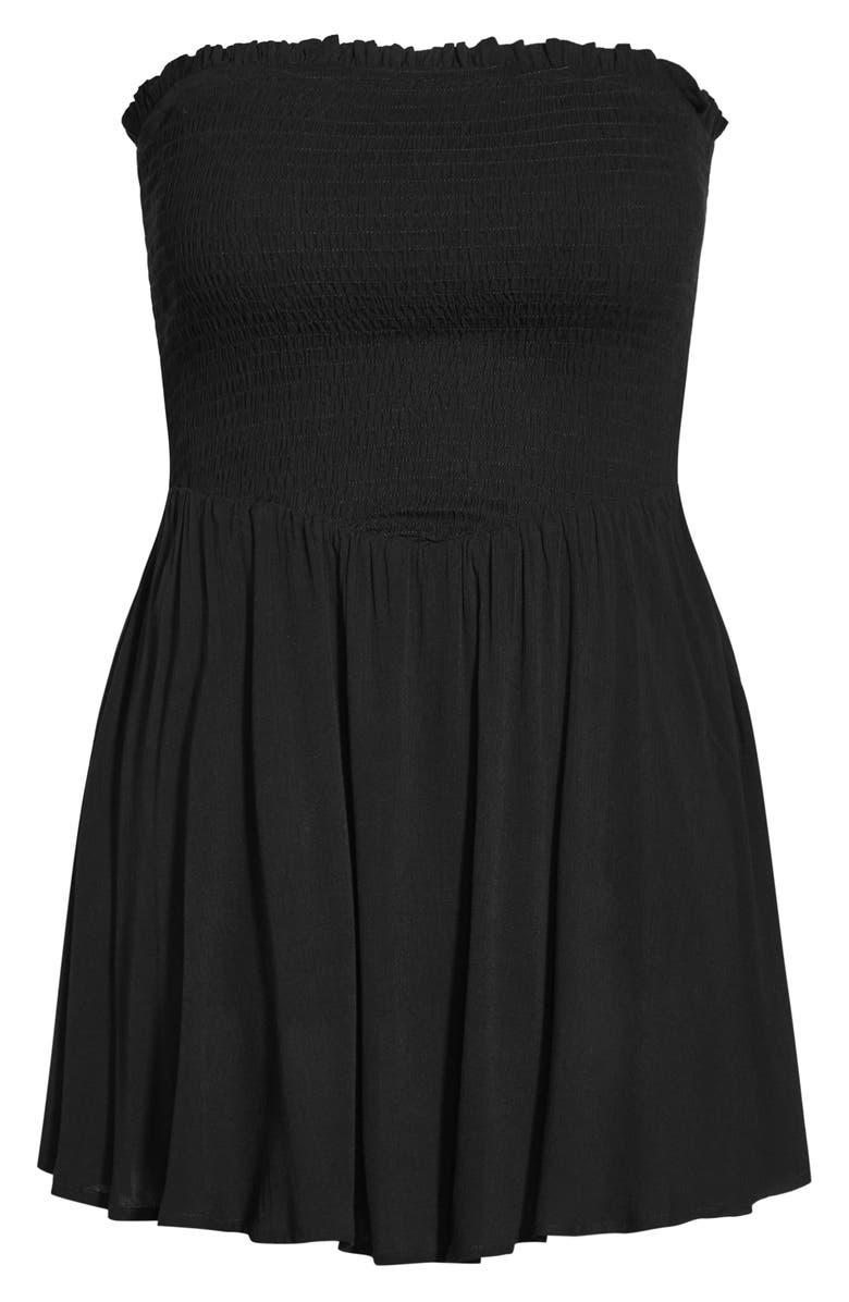 City Chic Esplanade Smocked Strapless Romper, Alternate, color, 