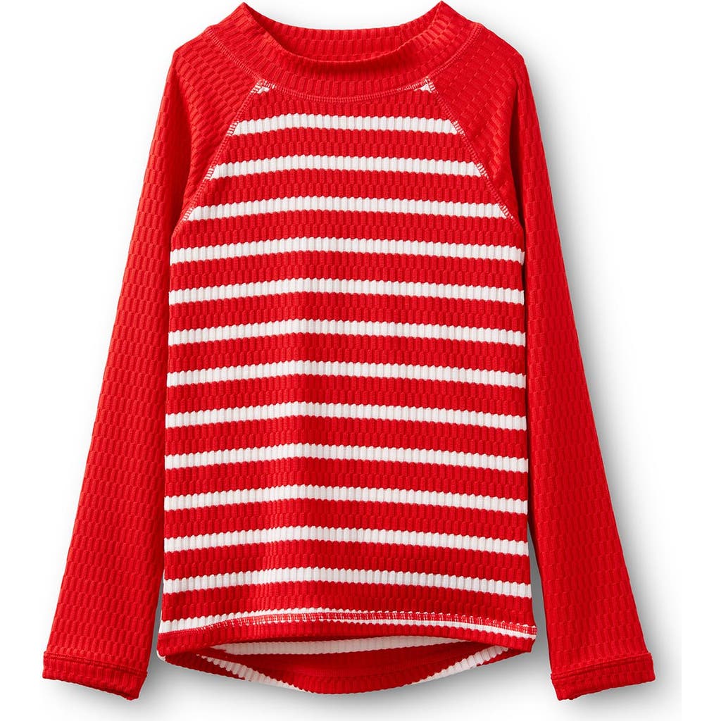 Shop Cotton On Kids Kid's Flynn Long Sleeve Raglan Rash Vest In Varsity Red Vanilla Stripe
