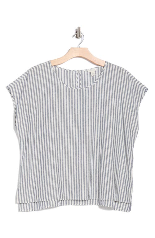 Caslon ® Stripe Short Sleeve Linen Blend Top