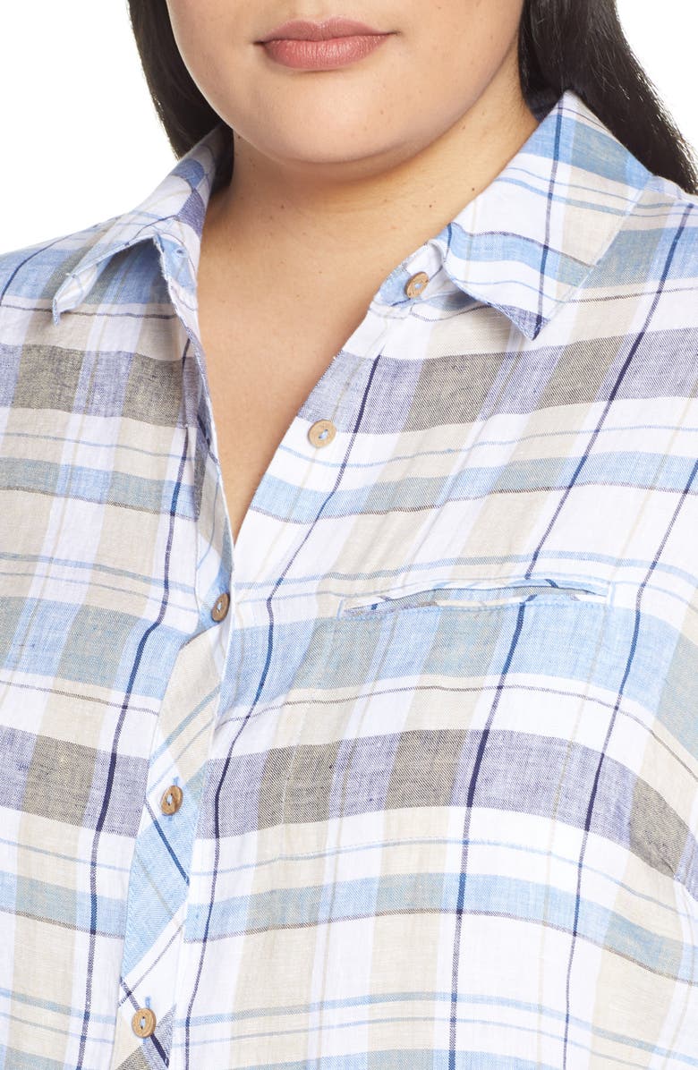 Foxcroft Reese Plaid Linen Shirt, Alternate, color, 