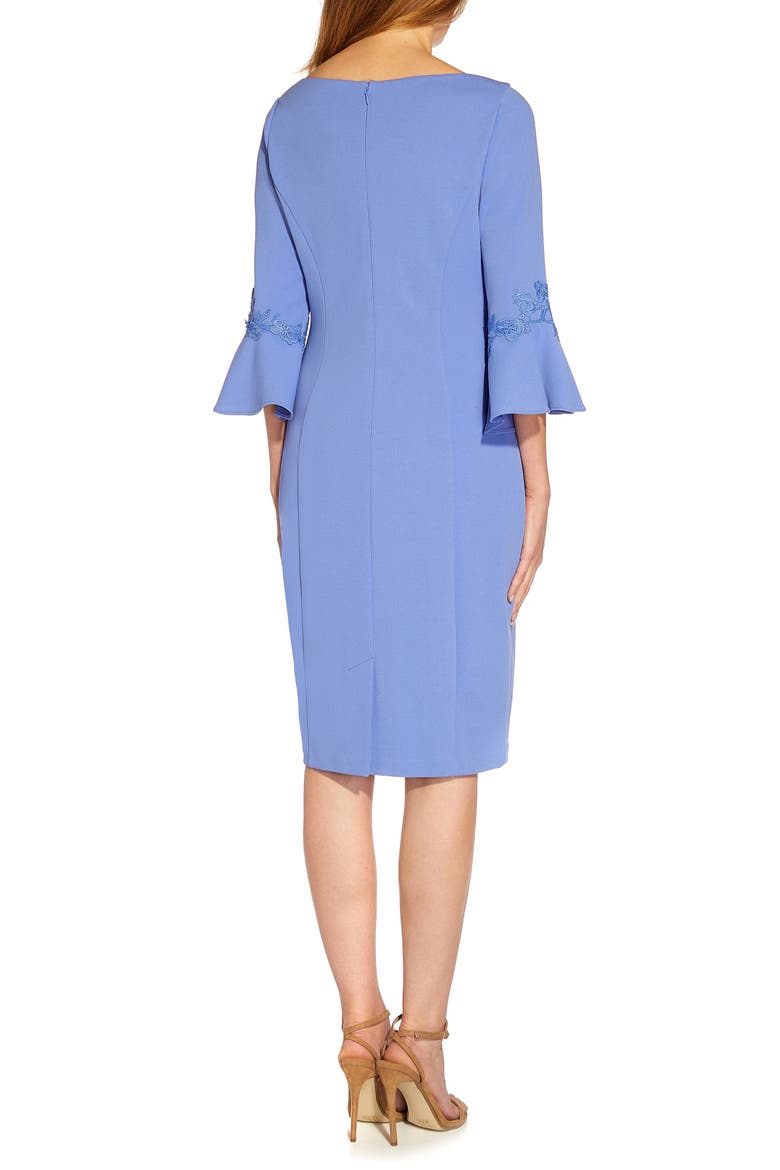 Bell Sleeve Sheath Dress, Alternate, color, MISTY PERI