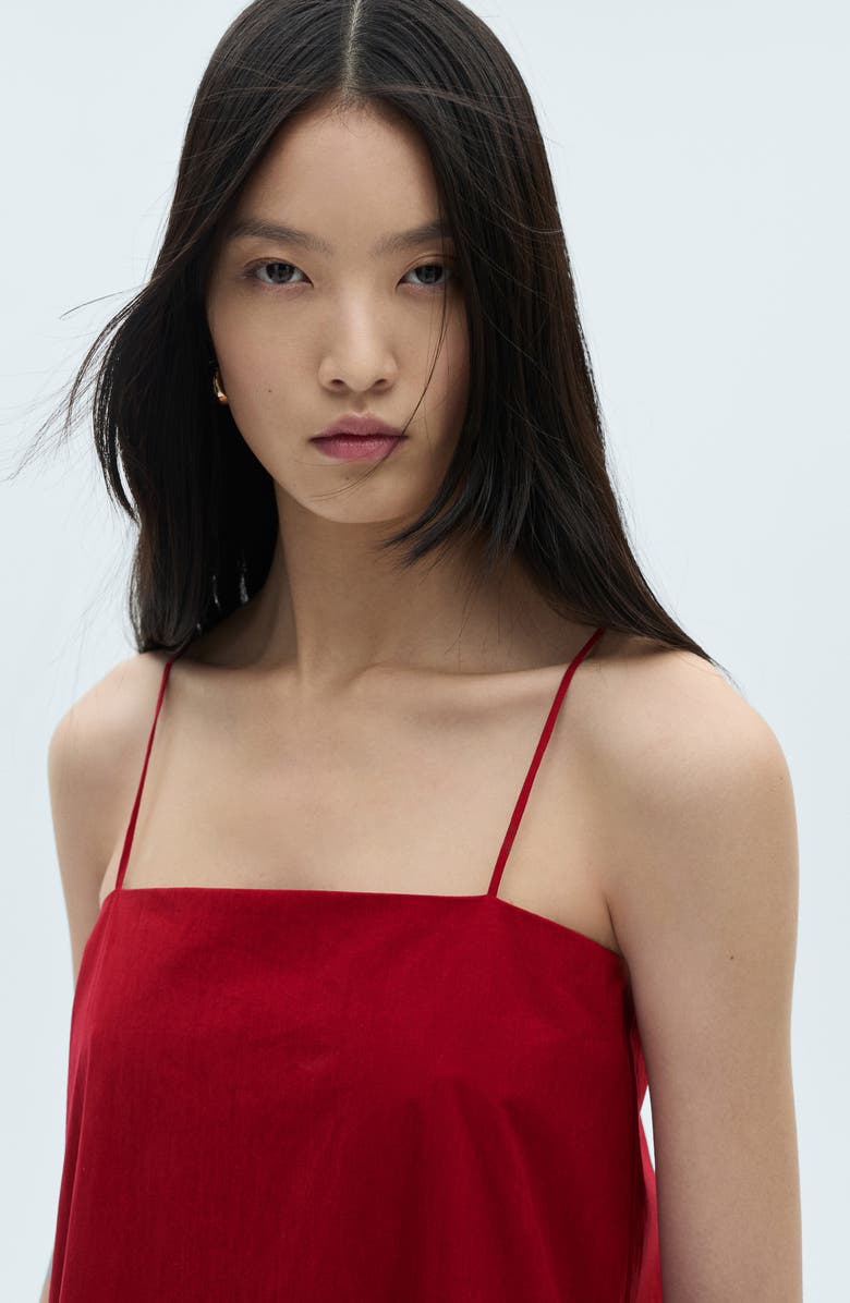 MANGO Spaghetti Strap Ruffle Hem Minidress, Alternate, color, Red