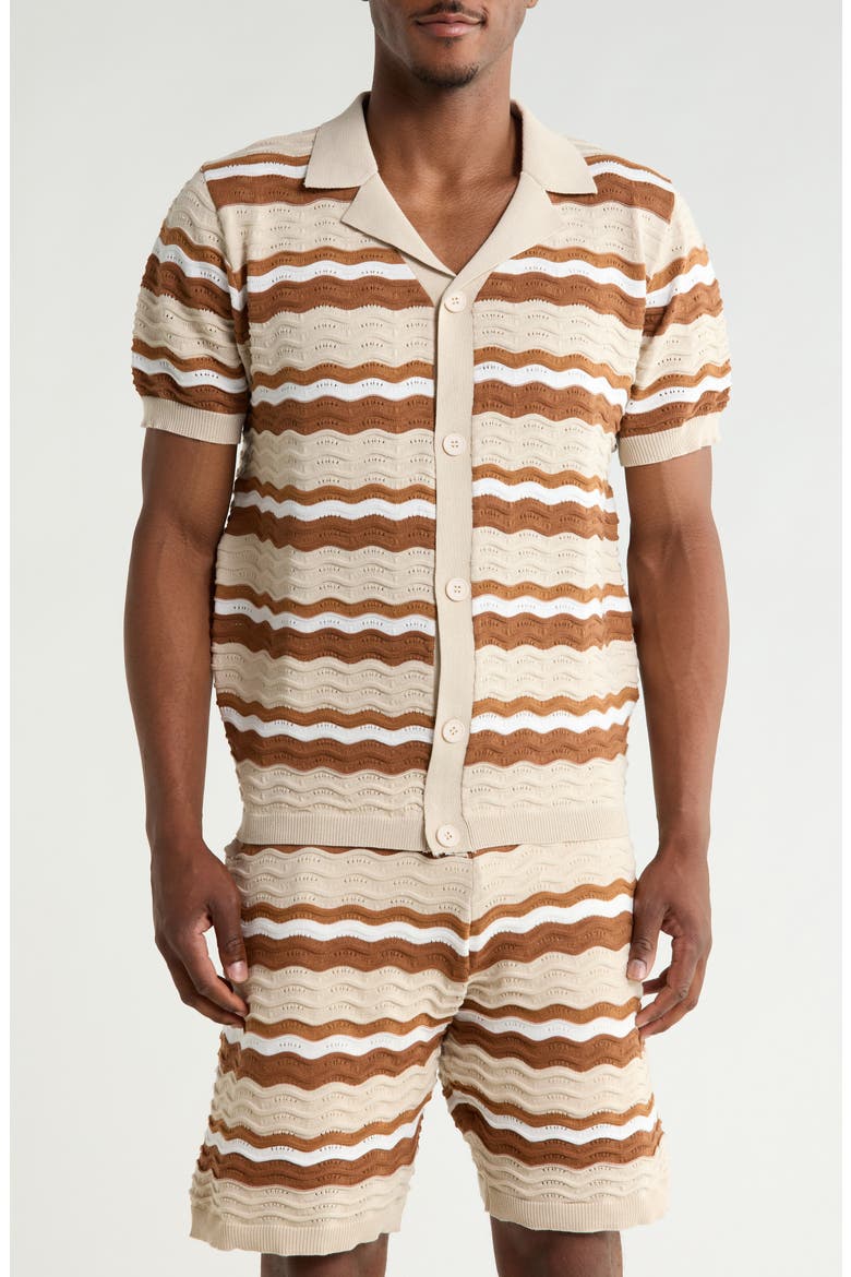 Textured Stripe Sweater Polo, Main, color, CREAM
