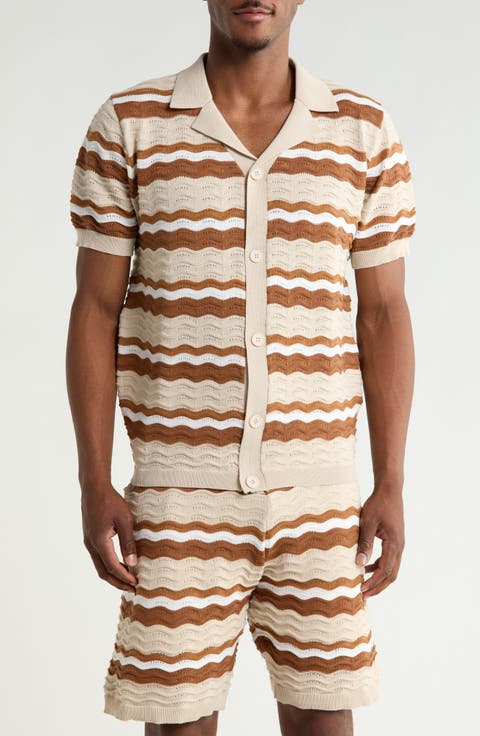 Textured Stripe Sweater Polo