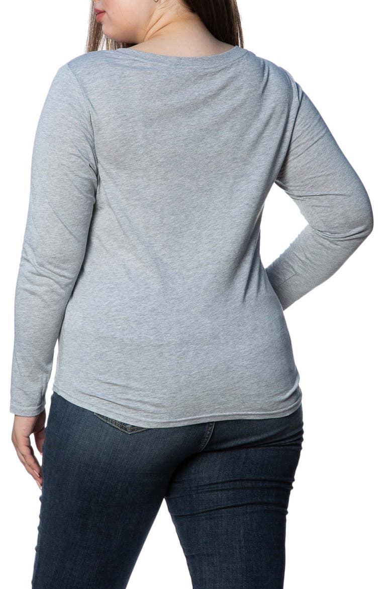 V-Neck Long Sleeve Pocket T-Shirt, Alternate, color, HEATHER GREY