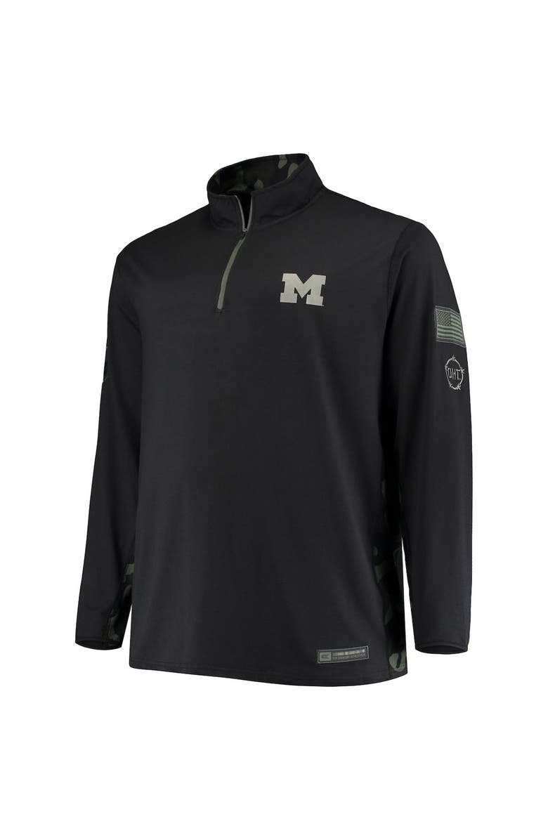 COLOSSEUM Men's Colosseum Black Michigan Wolverines OHT Military Appreciation Big & Tall Quarter-Zip Jacket, Alternate, color, 