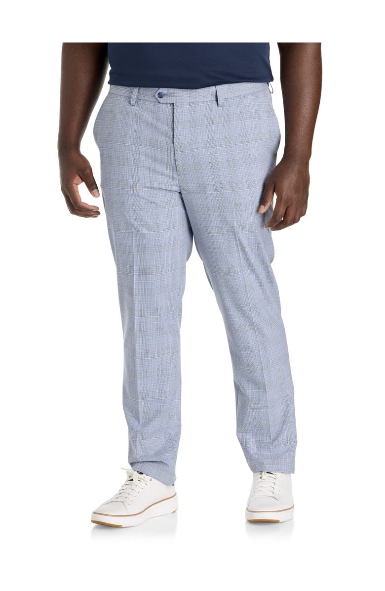 Synrgy by DXL Big & Tall Plaid Machine-Washable Suit Pants, Main, color, Blue