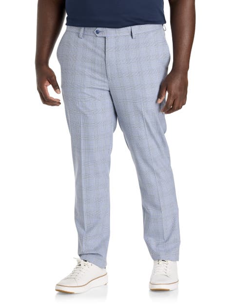 Big & Tall Plaid Machine-Washable Suit Pants