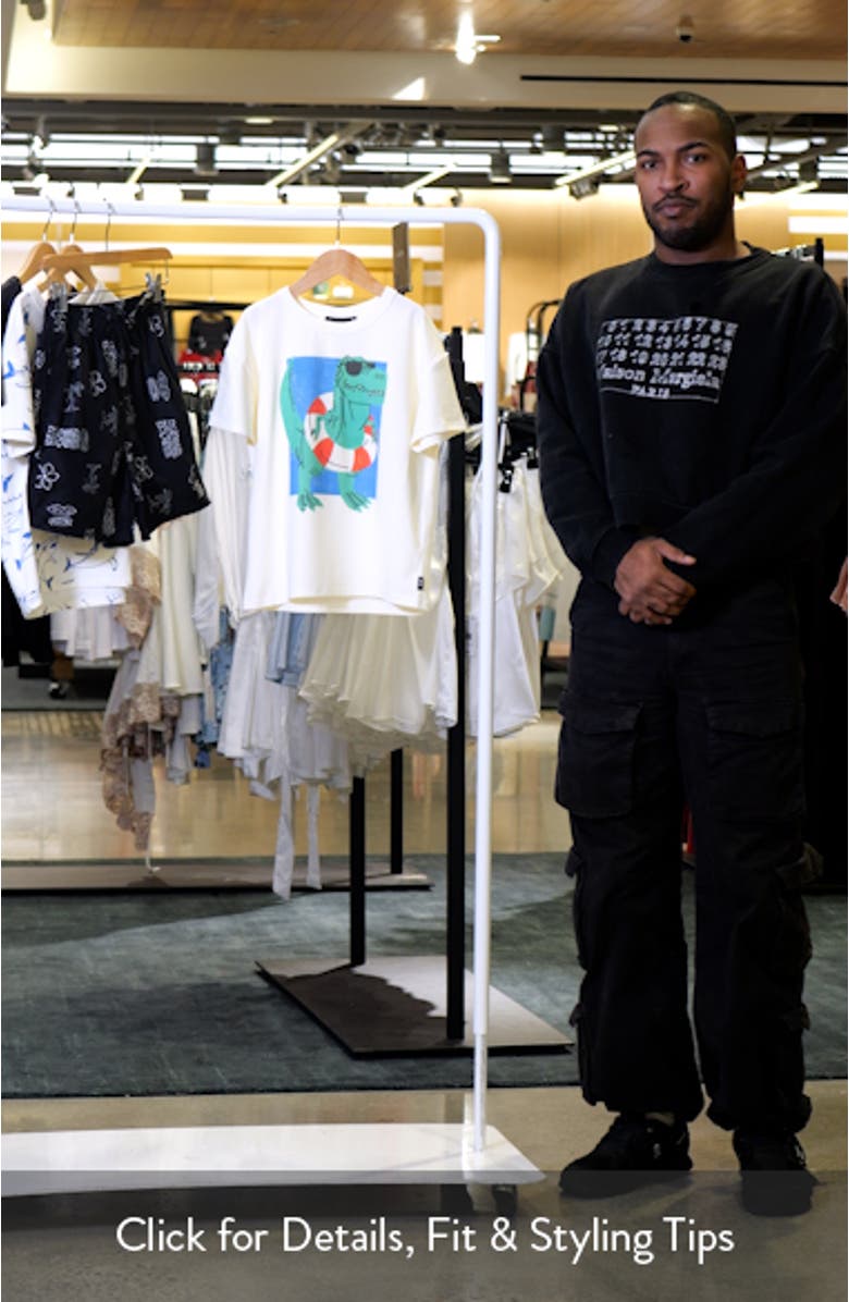 Kids' Dino Swim Stretch Cotton Graphic T-Shirt, sales video thumbnail