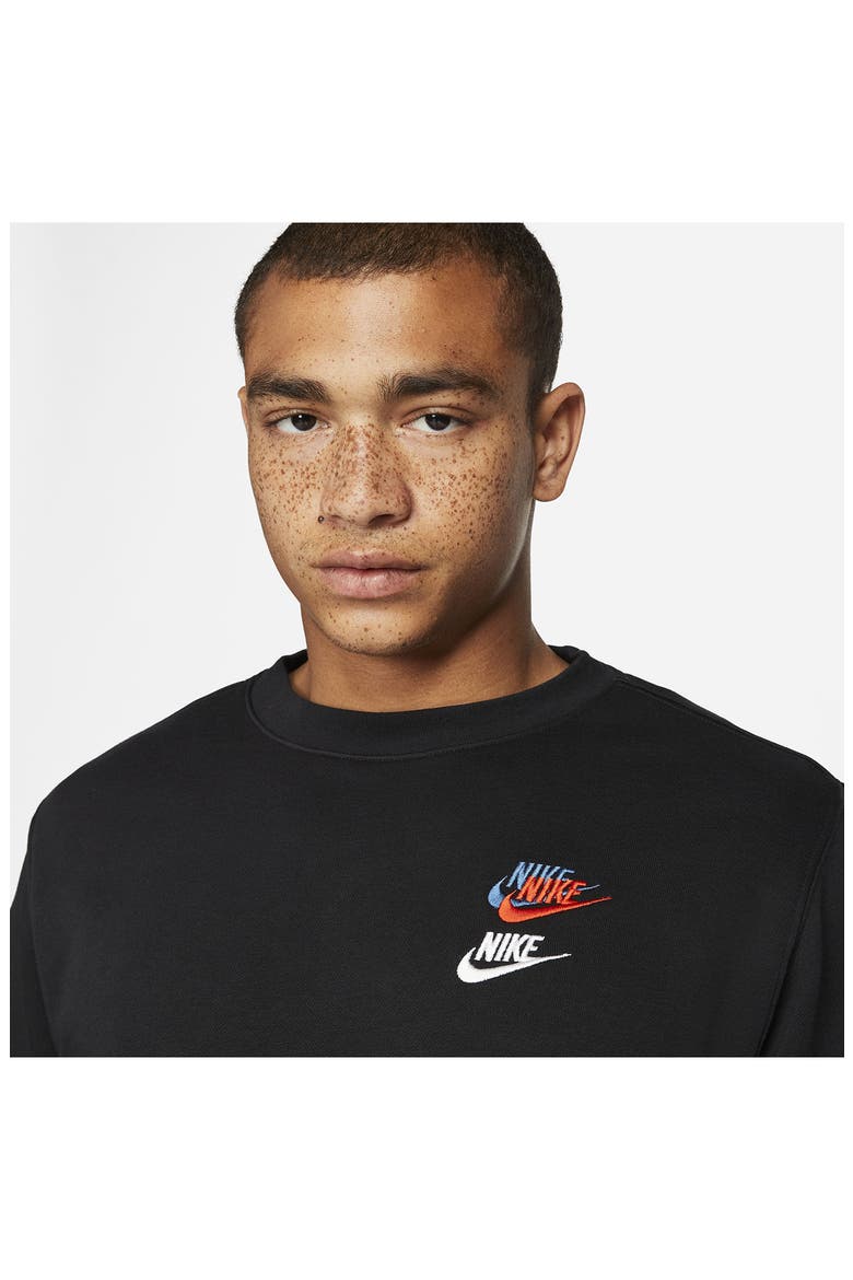 Sportswear Essentials+ Embroidered Swooshes Crewneck Sweatshirt, Alternate, color, BLACK