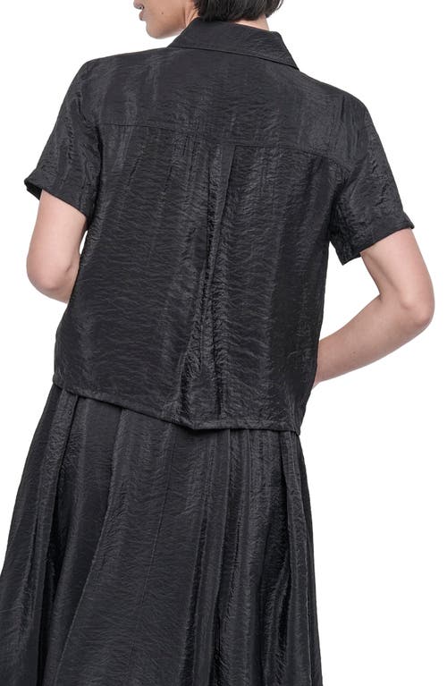 Dkny Tech Poplin Button-up Shirt In Black
