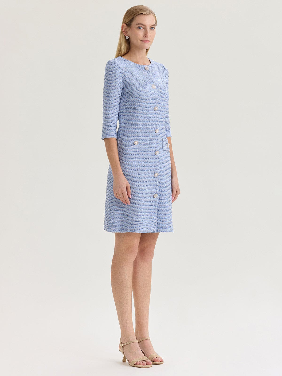 Tri-Color Tweed Knit Sheath Dress - image 2