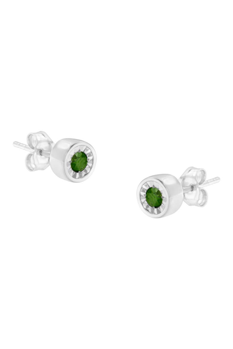 Silver 1/5 Ct Green Diamond Miracle- Stud Earrings, Main, color, White
