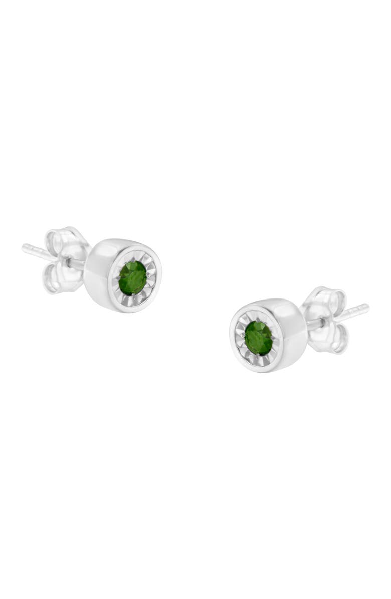 Haus of Brilliance Silver 1/5 Ct Green Diamond Miracle- Stud Earrings, Main, color, White