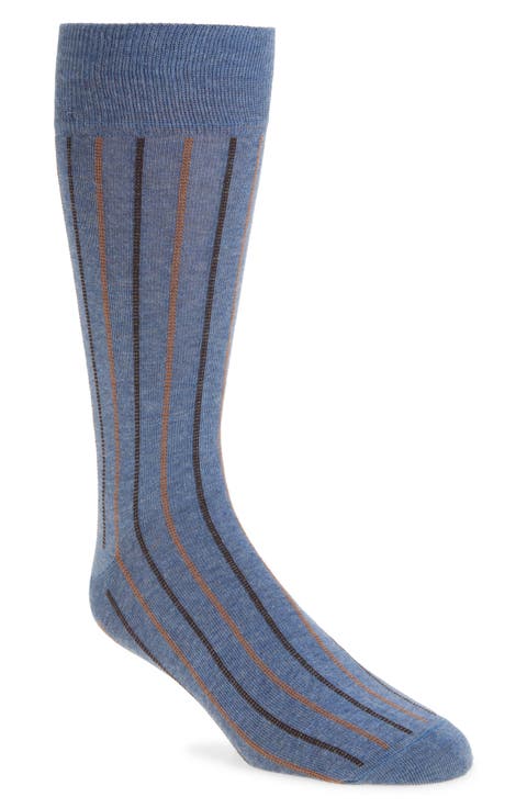 Vertical Stripe Cotton Blend Dress Socks