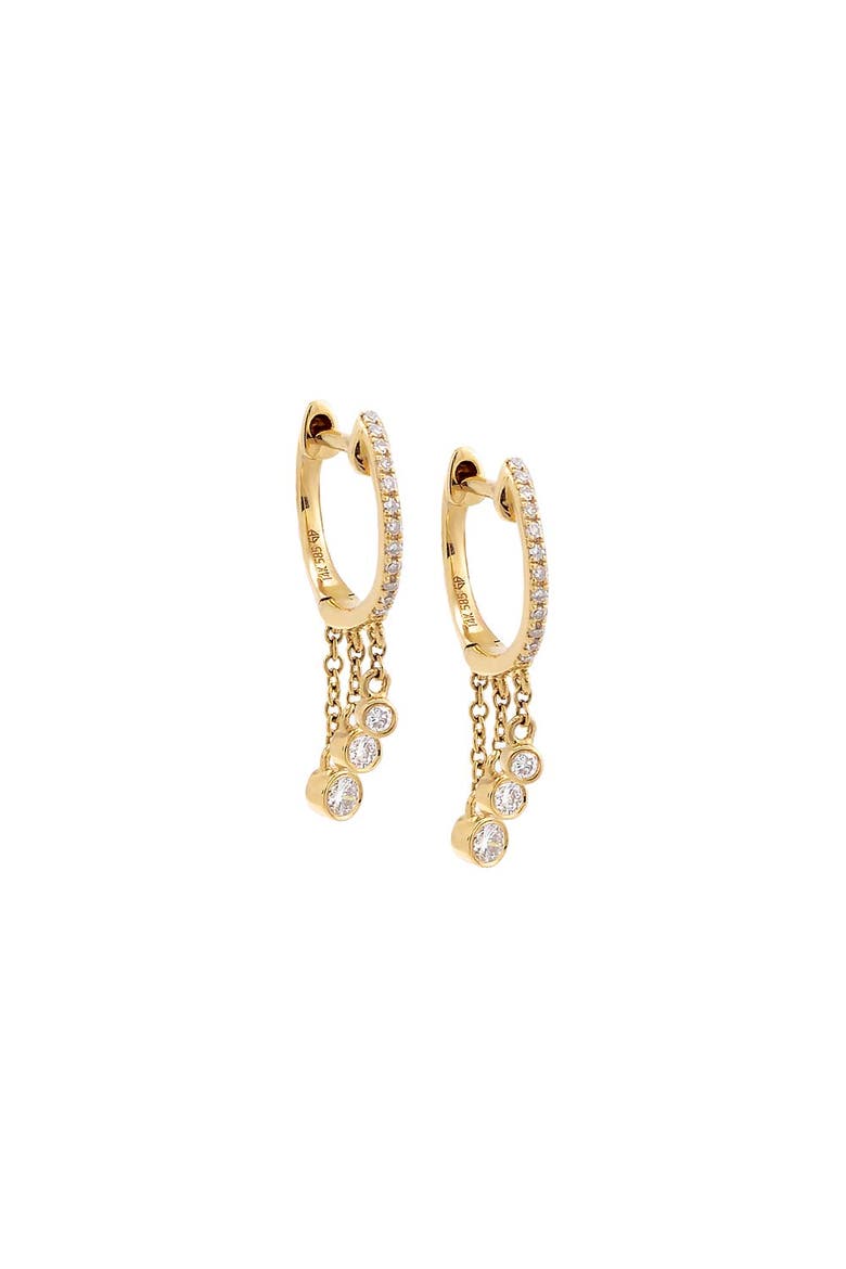 Diamond Bezel Dangling Huggie Earring 14K, Main, color, 14K Gold