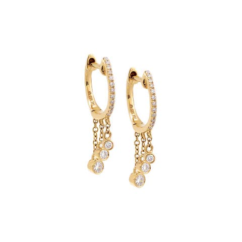 Diamond Bezel Dangling Huggie Earring 14K