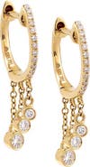 BY ADINA EDEN Diamond Bezel Dangling Huggie Earring 14K