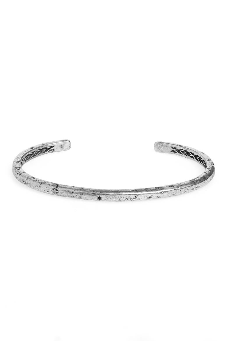 Distressed Silver Cuff Bracelet, Main, color, METALLIC SILVER