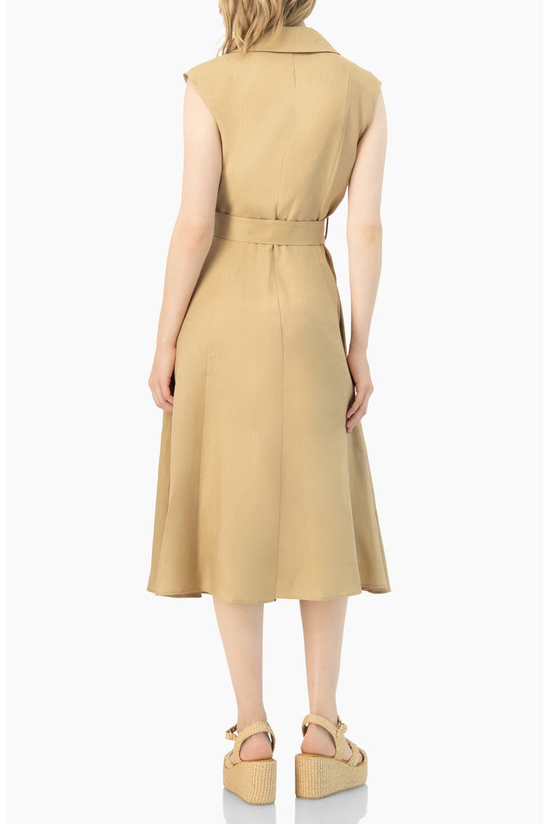 Long Linen Dress with Waist Tie, Alternate, color, Beige