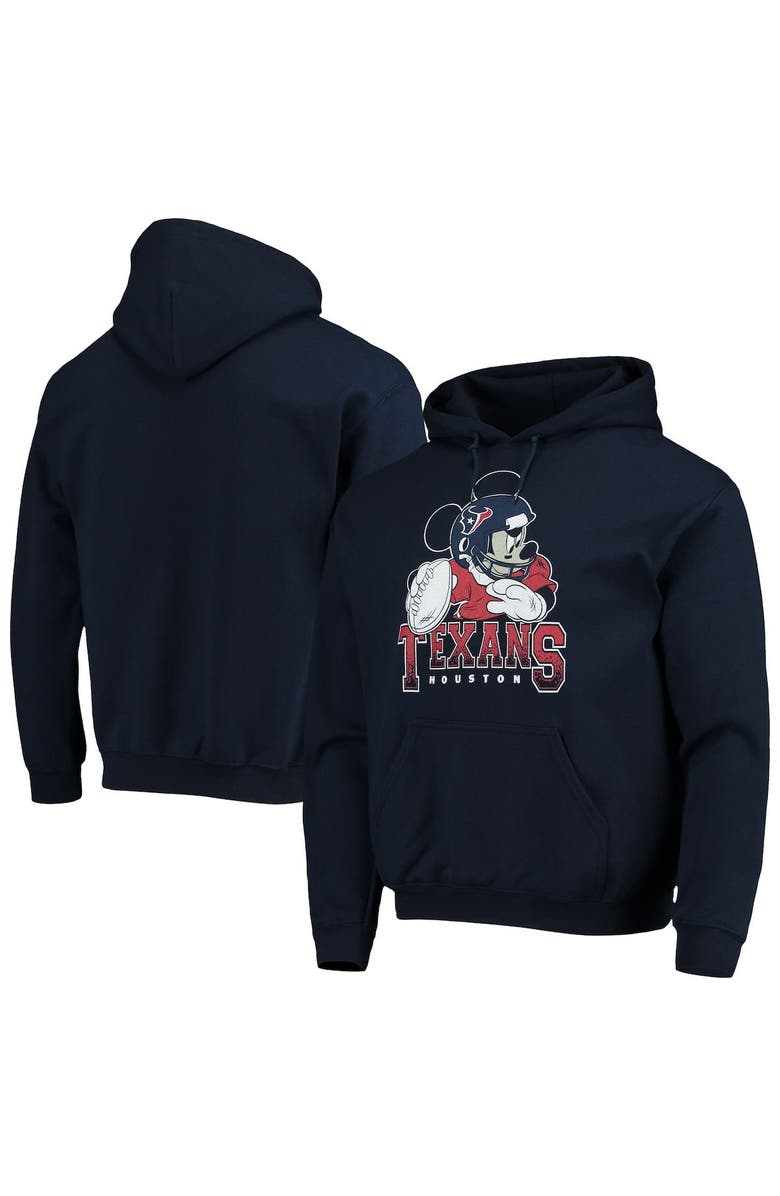 Junk Food Men's Junk Food Navy Houston Texans Disney Mickey Quarterback Pullover Hoodie, Main, color,