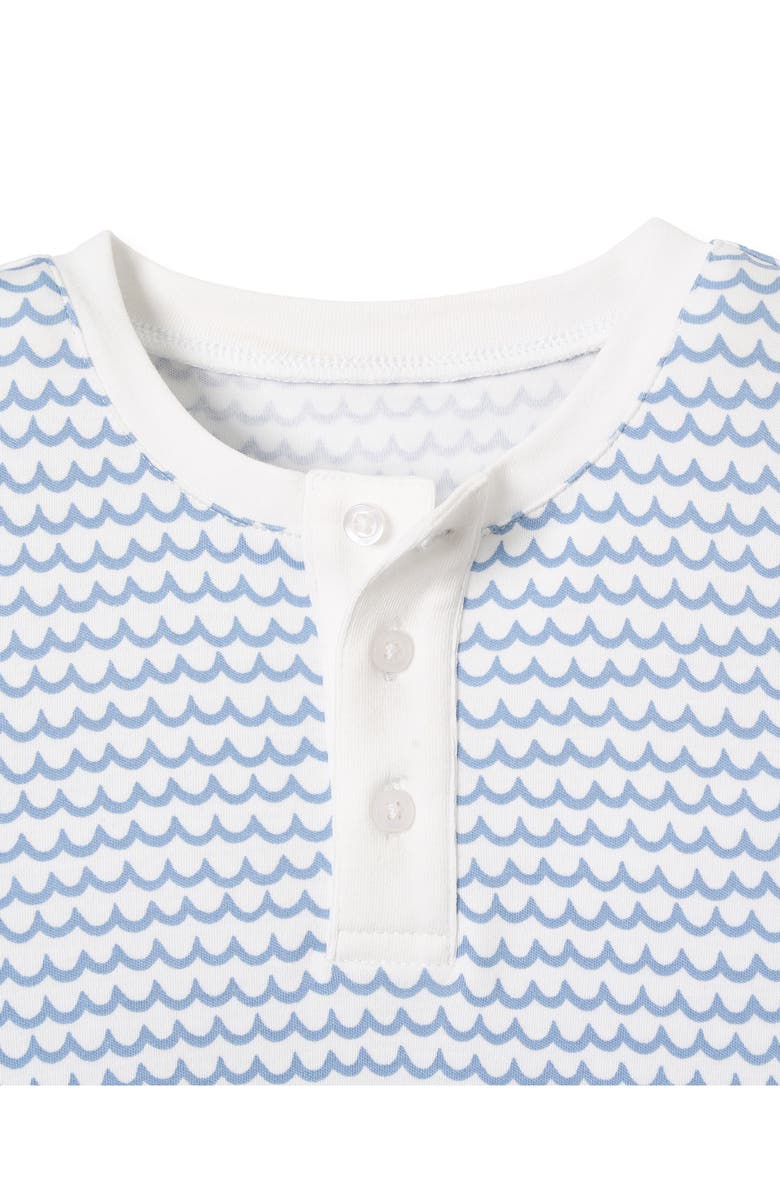 Petite Plume Kids' Wave Stripe Fitted Two-Piece Pima Cotton Pajamas, Alternate, color, La Mer