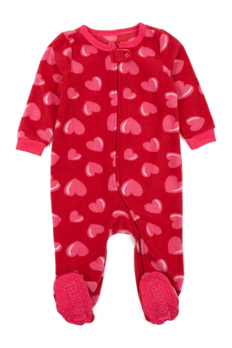 Footed Fleece Printed Matching Family Holiday Pajamas, Main, color, RED