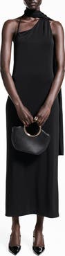 MANGO Asymmetric Drape Maxi Dress