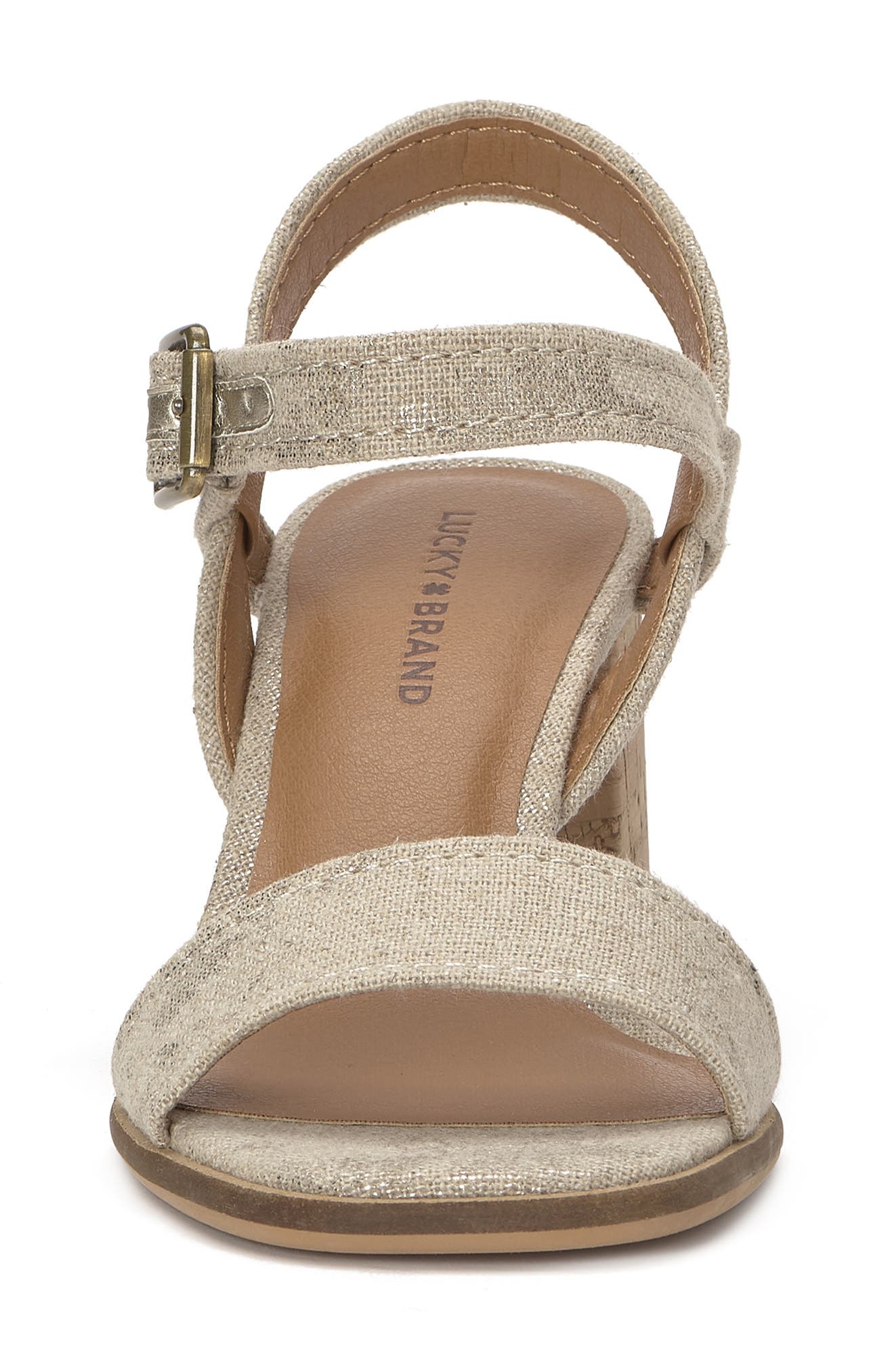 Lucky Brand Hallia Ankle Strap Sandal, Alternate, color, Natural/ Platino